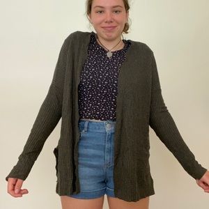 Waffle knit cardigan